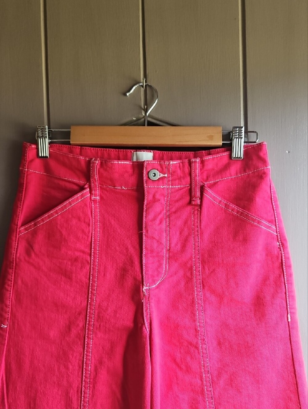 Maeve High Waist Wide-Leg Jeans in Vibrant Pink Size 28 - Picture 2 of 10